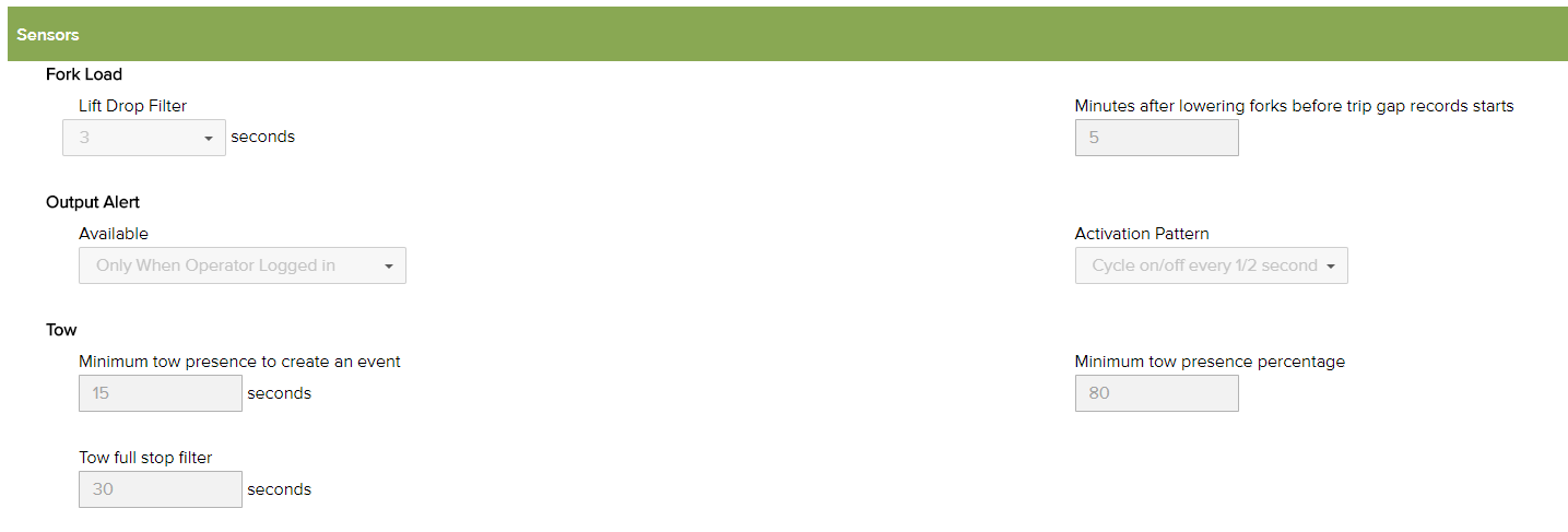 System Settings – Sensors